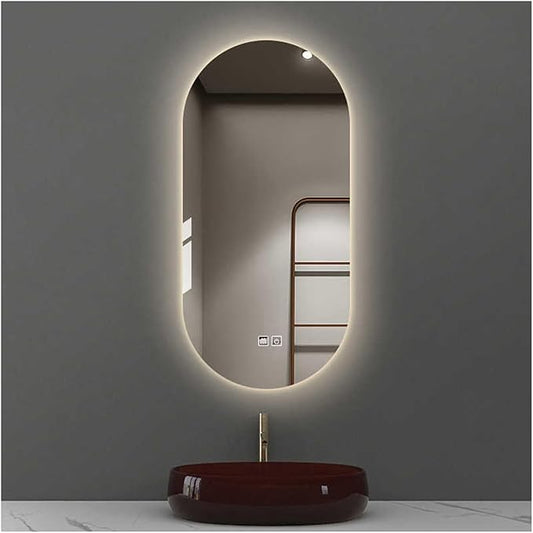 Bathroom Led Mirror ，Bathroom Mirror with LED Lights，LED Mirror for Bathroom，Backlit Bathroom Mirror ，with Touch Sensor/Demister pad，Shatterproof，Adjustable Lights(B,H90*W60cm/H35.4*W23.6IN)