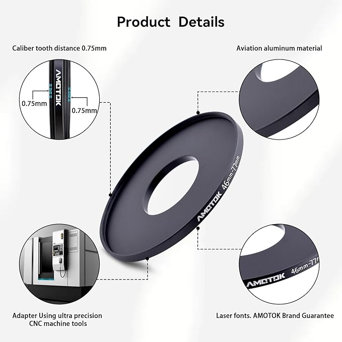 46mm Lens to 77mm Camera Lens Adapter,46mm to 77mm Filter Step-Up Adapter Ring,Compatible All 77mm Filter Accessory