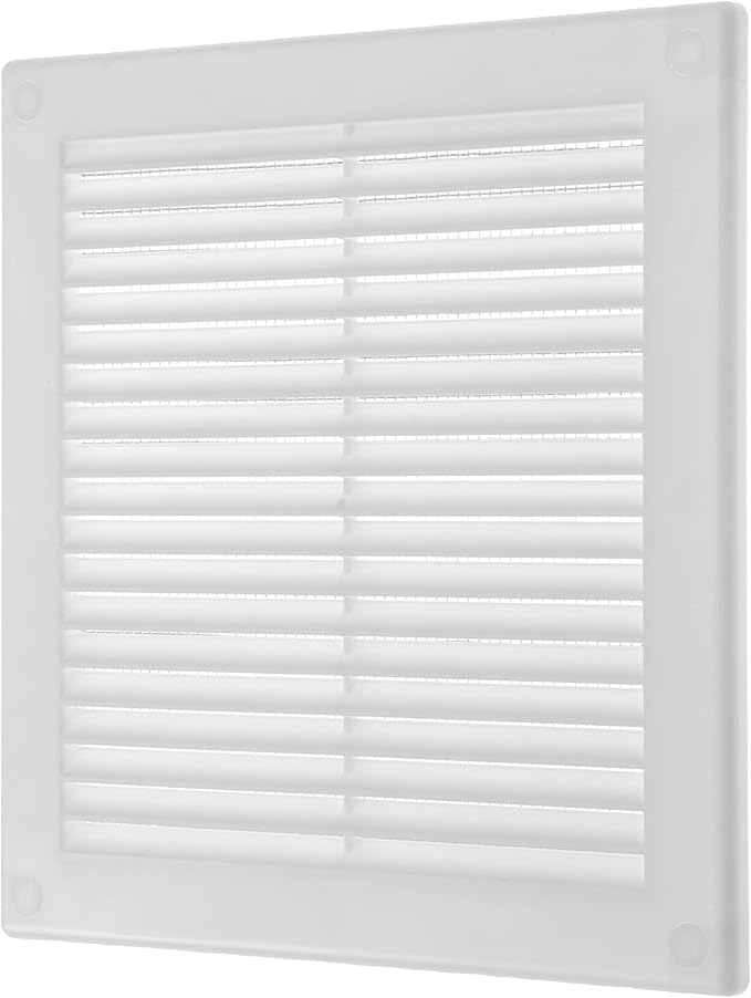 Repa Market 6 x 6 Inch (Outer) White Square Air Vent Cover - Plastic Fresh Air Intake Vent - AC Cover with Nylon Mesh Screen, Wall, Ceiling HVAC Return Air Register, Modern Soffit Vents
