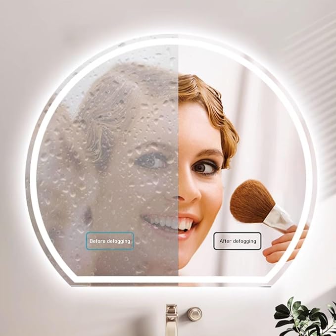 Bathroom Mirror with LED Lights, Wall Mounted Bathroom Mirrors, Bathroom Mirrors with Touch, 3 Colour Dimmable and Demister Pad, IP44 Smart Mirror(39.3"/100cm)