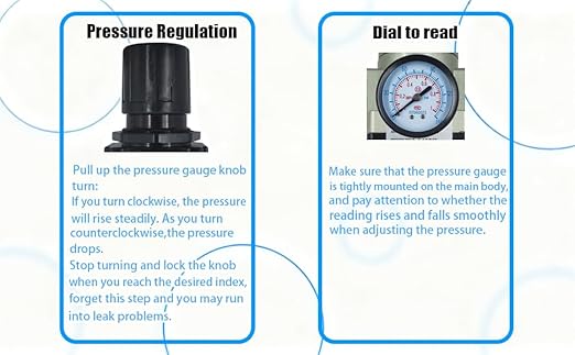 HengMinLingTong 1" NPT Compressed Air Filter Regulator Combo Piggyback, 5 Micron Brass Element, Poly Bowl, Semi-Auto Drain, Metal Bracket, 0-150 psi AW5000-10
