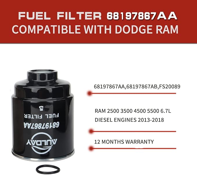 68318365AA 68197867AA 68157291AA 5083285AA 53034051AB Fuel Filter Water Separator & Oil Filter Air Filter Set Fits for 2013-2018 Dodge Ram 6.7L 2500 3500 4500 5500 Turbo Diesel Engines