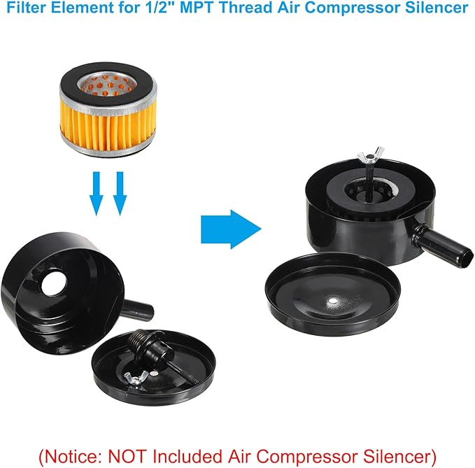 PATIKIL 2.6 x 1.6 Inch Air Compressor Intake Paper Filter 4 Pack Piston Type Air Filter Elements Replacement for Blowers Generators Filter Particles to Reduce Noise, Yellow