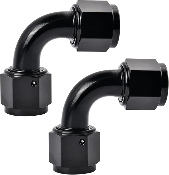 EVIL ENERGY 6AN Female to 6AN Female 90 Degree Swivel Coupler Union Fitting Adapter Aluminum Black 2PCS
