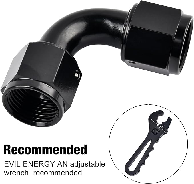 EVIL ENERGY 12AN Female to 12AN Female 90 degree Swivel Coupler Fitting Union Adapter Aluminum Black 2PCS