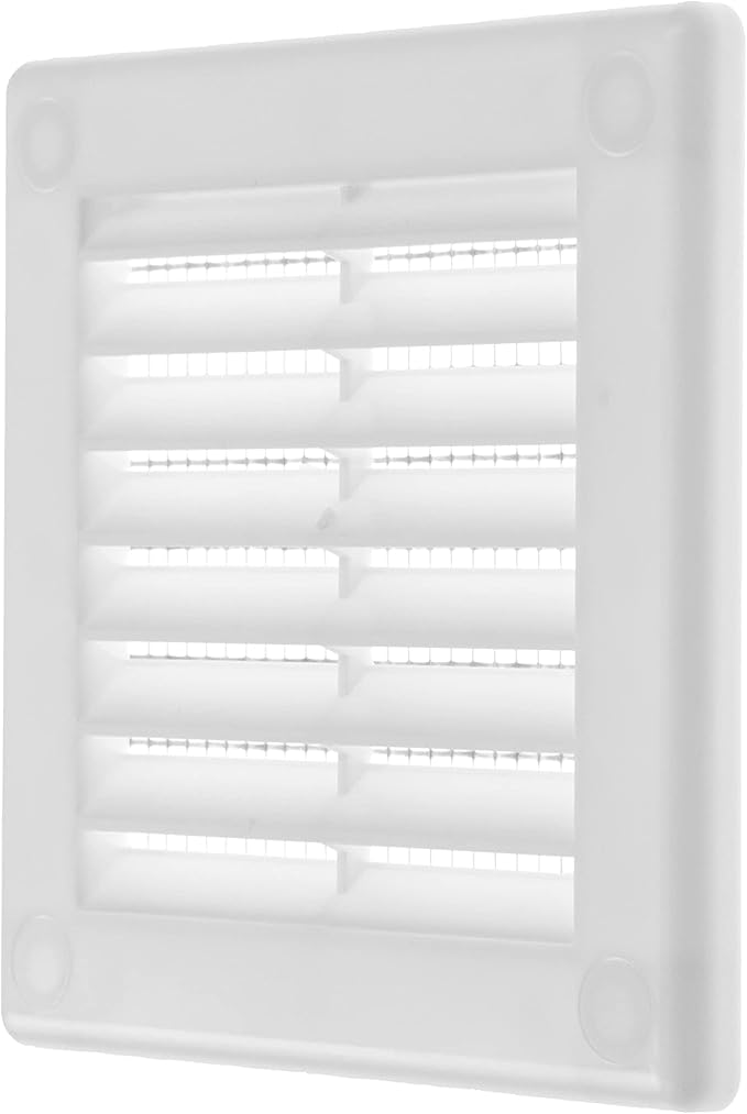 Vent Systems 4'' x 4'' Inch White Soffit Vent Cover - Pack of 100 - Flat Square Air Vent Louver - Grille Cover - Built-in Insect Screen - HVAC Vents for Bathroom, Home Office, Kitchen 4x4 Inch