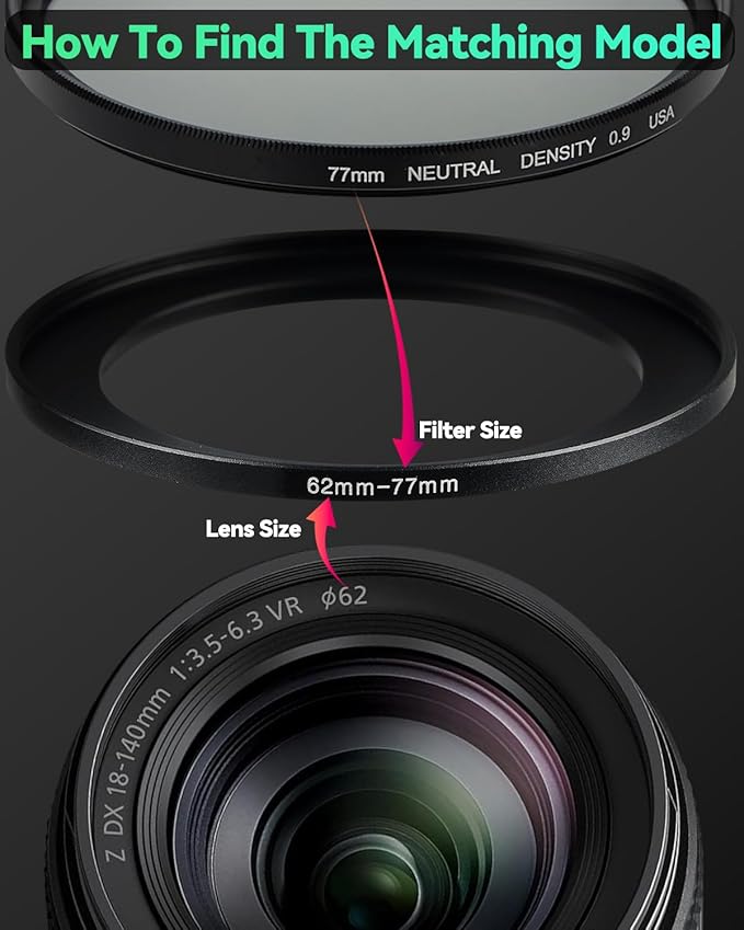 95-105mm Metal Step-Up/Down Ring Adapter Compatible with Mirrorless Cameras DSLR Lens, UV CPL ND Filter Thread Converter, Black