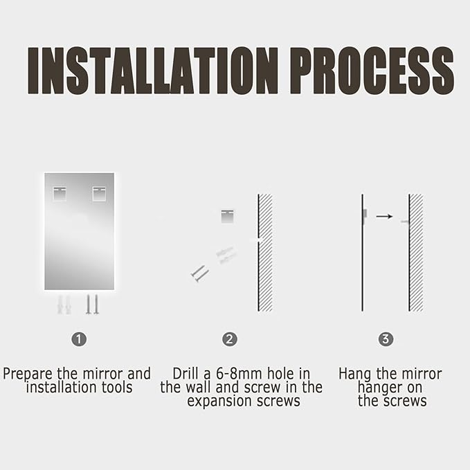 Backlit LED Illuminated Bathroom Mirror with LED Lights, Lighted Bathroom Makeup Wall Mounted Mirror with Demister Pad, Sensor Touch Switch, Horizontal/Vertical(B,H70*W90CM/H27.5*W35.4IN)