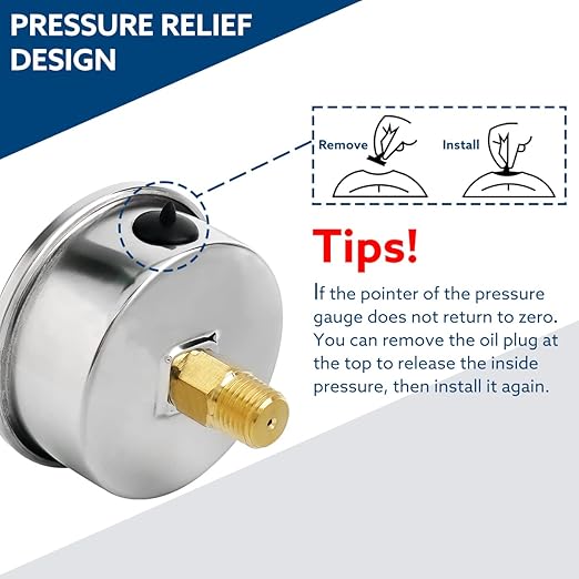 SENCTRL 0-200 Psi Glycerin Liquid Filled Pressure Gauge, 2.5" Dial Size, 1/4" NPT Back Mount, Stainless Steel Case, for Water Oil Pressure Test in Pipe Pool Pump Sand Filter Air Compressor
