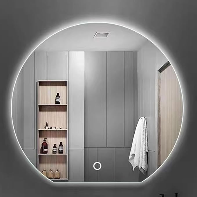 Bathroom Mirror with LED Lights, Wall Mounted Bathroom Mirrors, Bathroom Mirrors with Touch, 3 Colour Dimmable and Demister Pad, IP44 Smart Mirror(27.5"/70cm)