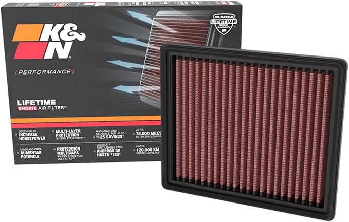 K&N High-Flow Original Lifetime Engine Air Filter: Increase Power: Premium, Washable: Compatible with 2.5L 2020-2025 Ford/Lincoln: Escape, Maverick, Corsair, 33-5122