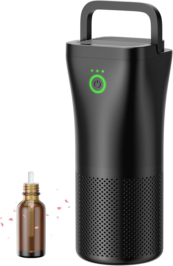 Portable Car Air Purifier - Homintell Mini Air Purifiers for Smokers and Allergies Air Cleaner, True Hepa Air Filter, Aromatherapy bottle