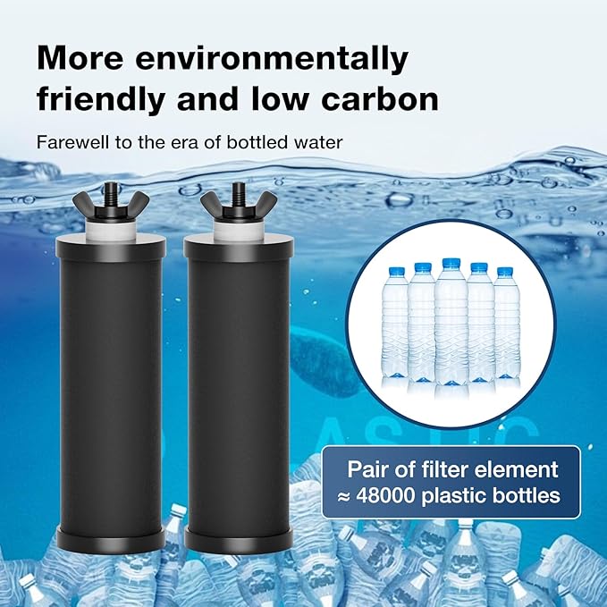 Black Purification Elements,Replacement Filters for ProOne® and Berkey® Filters,ProOne® Big+ or Berkey® Big Countertop Gravity Water Filter System (4 Pack)
