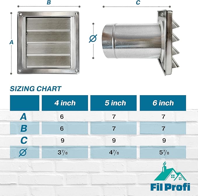 (4 Inch) Wall Vent Cover with Metal Mesh Screen,Exterior Hood Vent for House,Extended air Pipe.
