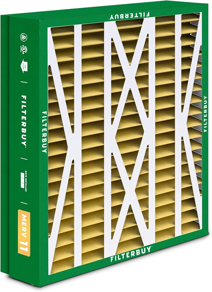 Filterbuy 21x23.5x5 Air Filter MERV 11 Superior Pet & Allergy Defense (4-Pack), Pleated HVAC AC Furnace Filters for Trane Perfect Fit & American Standard (Actual Size: 20.00 x 23.09 x 4.97)
