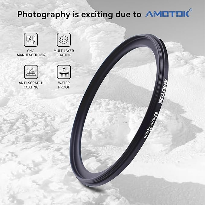 82mm Lens to 72mm Camera Lens Adapter,82mm to 72mm Filter Step-Down Ring Adapter Ring,Compatible All 72mm Filter Accessory