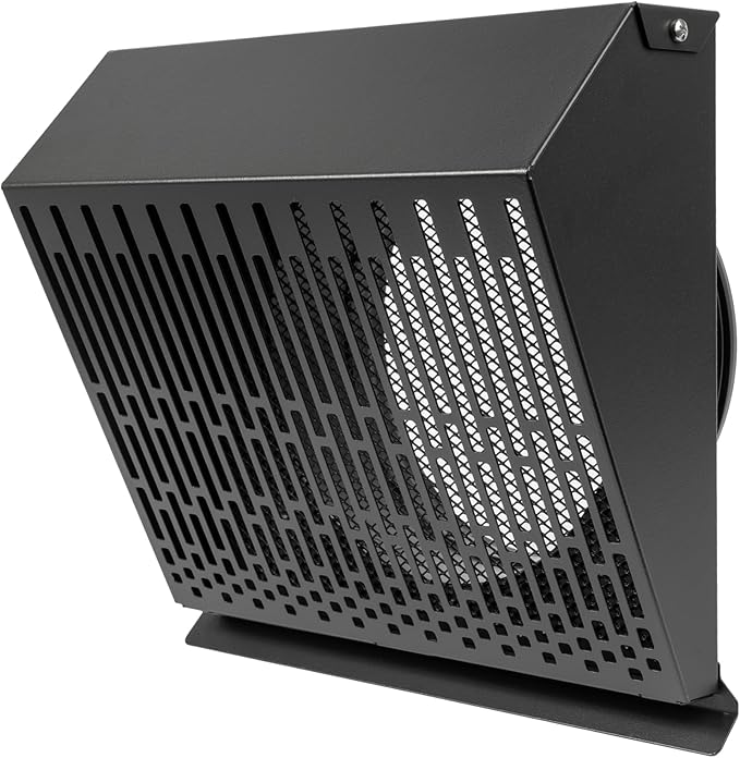 Vent Systems 8" Inch Exhaust Vent Cover with Rubber Gasket - Graphite Black Galvanized Steel - Robust and Weatherproof Outdoor Air Exhaust Box - Duct or Surface Mounting - Rain, Snow Protection