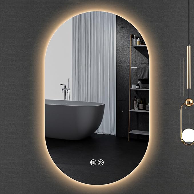 Irregular Bathroom Mirror with 3 Colour LED Light, Wall Mounted Makeup Mirror with Touch Switch and Demister Pad, Energy-Saving LED Smart Mirrors, Dimmable(C,23.6 * 35.4in/60 * 90cm)