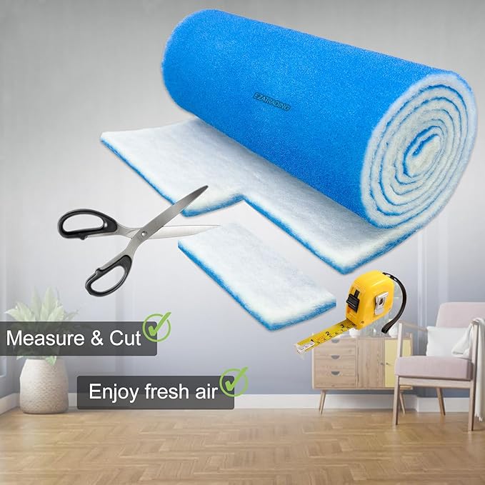 Premium Air Vent Polyester Filter Roll MERV 8 HVAC Furnace Filters Cut to Fit for Floor Registers, RV, AC, Ceiling, Grilles and Wall HVAC Furnace Vents (12" x 45")