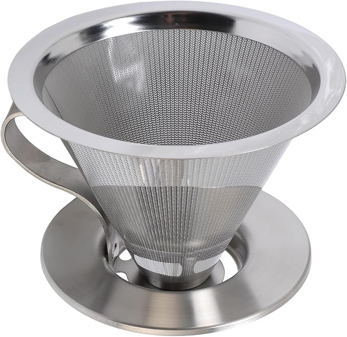 SIXRUN Portable Stainless Steel Cone Coffee Filter, Optimal Extraction for Travel, Business and Camping with 300 Mesh Filtering Capacity