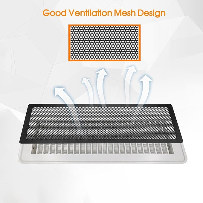 Floor Register Vent Cover, 6"x12" Magnetic Air Vent Screen Mesh Covers for Home Floor/Wall/Ceiling Registers Air Vent Filters, Black (4 Packs)