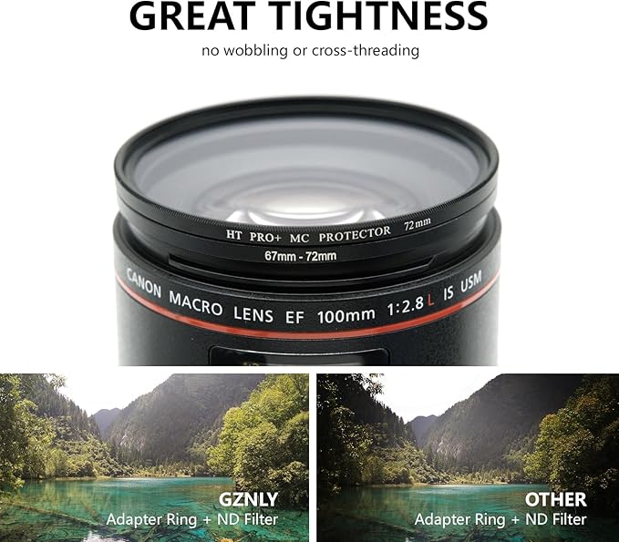40.5mm to 67mm Step-up Adapter Rings Filter Adapter Black Metal Step Down Filter Ring Adapter Compatible with All Brand UV CPL ND Camera Lens Filter Stepping Rings (40.5mm-67mm)