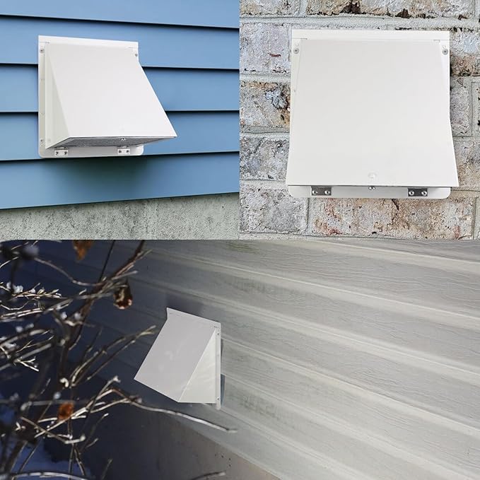 4Inch Dryer Vent Cover Outside,4"Dryer Vent Cover Outdoor,Exterior Vent Cover Dryer Wall Vent Exhaust Vent Dryer Vent Hood Cover Cap,Hooded Wall Vent with Screen&Damper for Dryer Duct HVAC Exhaust Fan