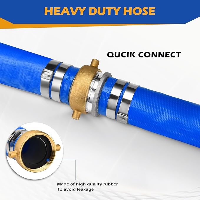 1.5" x 100 ft Discharge Hose for Swimming Pools, Heavy Duty PVC Lay Flat Water Backwash Hose,Durable Pool Drain Hose with Aluminum Pin Lug Fittings for Water Pump And Filters