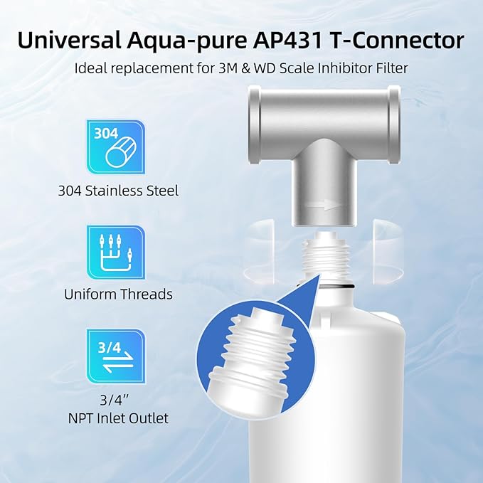 AP431 Replacement Cartridge for Aqua-Pure AP430SS, MIZUDO Whole House Scale Inhibition System, Water Heater Softener System, Prevent Scale Build Up On Hot Water Heaters, 3 Pack