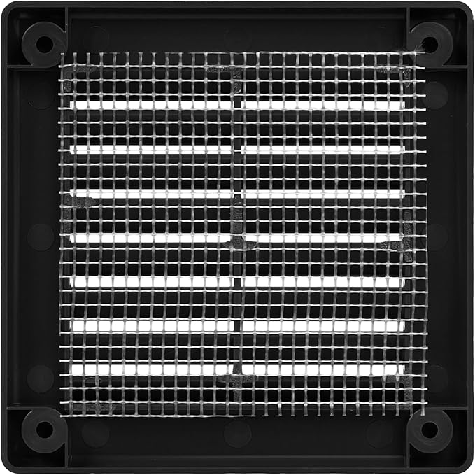 Vent Systems 3" x 3" (Opening Dimensions) Black Plastic Soffit Vent Cover - Durable Flat Square Air Vent Grille with Mesh Screen - Weather Resistant Ventilation Grill, Wall & Ceiling, Indoor & Outdoor