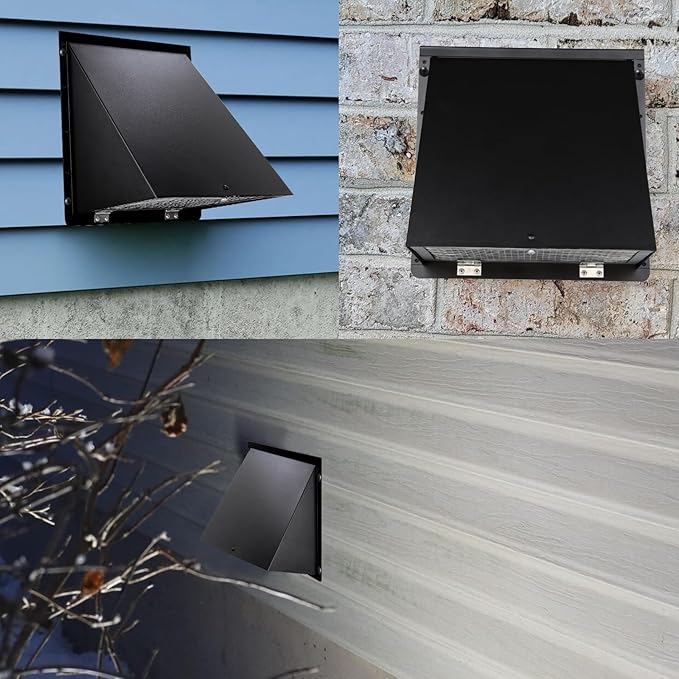 6 Inch Hooded Wall Vent with Screen and Damper,6 Inch Wall Exhaust Vent Cover Dryer Ventilation Cap Exterior for Kitchen Range Hood Air Exhaust,External Extractor w/Non Return Flap,Galvanized Steel