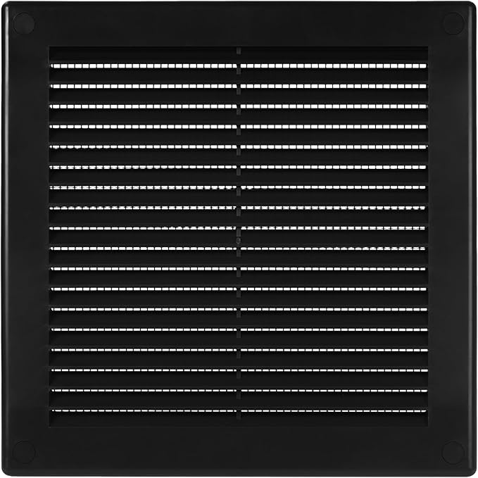 Vent Systems 6" x 6" Inch (Opening Dimensions) - Pack of 50 - Plastic Black Soffit Vent Cover - Flat Square Air Vent Grille - Air Vent Deflector - HVAC 8" x 8" Inch (Overall Dimensions)