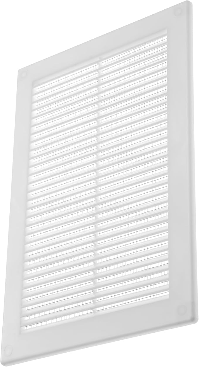 Vent Systems 6" x 10" White Plastic Soffit Vent Cover – Durable Flat Rectangular Air Vent Grille with Built-in Mesh – Weather Resistant Ventilation Grill for Wall or Ceiling - Indoor & Outdoor Use