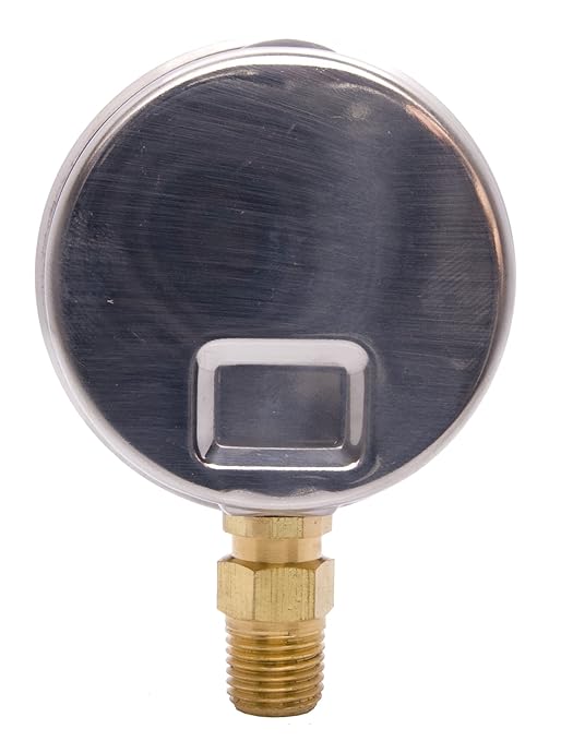 2-1/2" Oil Filled Vacuum Pressure Gauge - Stainless Steel Case, Brass, 1/4" NPT, Lower Mount Connection, 30HG/160PSI