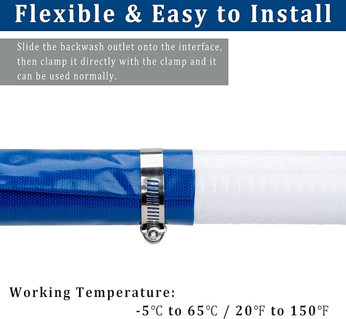 2-1/2 in x 25 ft Pool Backwash Hose Heavy Duty Drain Discharge Double PVC Lay flat General Purpose Vinyl Hose, Burst Resistant for Water Transfer Sump Pump Pool Filter (2.5in 25ft fiber reinforced)