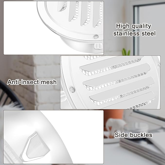 Zonon 12 Pcs Stainless Steel Soffit Vents 4 Inch Round Dryer Vent Cover with Mesh Screen for Home Outdoor Bathroom Wall Ceiling Outside Exterior Exhaust (White)