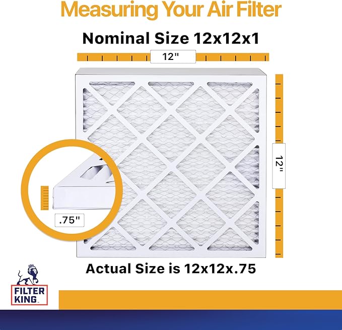 Filter King 12x12x1 Air Filter | 12-PACK | MERV 13 HVAC Pleated A/C Furnace Filters | MADE IN USA | Actual Size: 11.5 x 11.5 x .75"