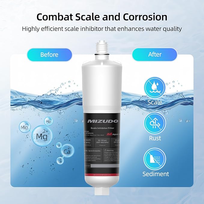 Whole House Scale Inhibitor, MIZUDO AP431 AP430SS Water Softener System, Prevent Scale Build Up On Hot water Heater, Pipes and Boilers