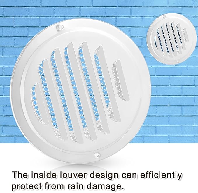 Zonon 24 Pcs Stainless Steel Soffit Vents 4 Inch Round Dryer Vent Cover with Mesh Screen for Home Outdoor Bathroom Wall Ceiling Outside Exterior Exhaust (White)