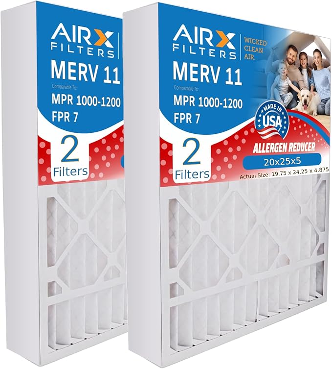 AIRX FILTERS WICKED CLEAN AIR. 20x25x5 Air Filter MERV 11 Compatible with Lennox X1152 Air Filter 2 Pack