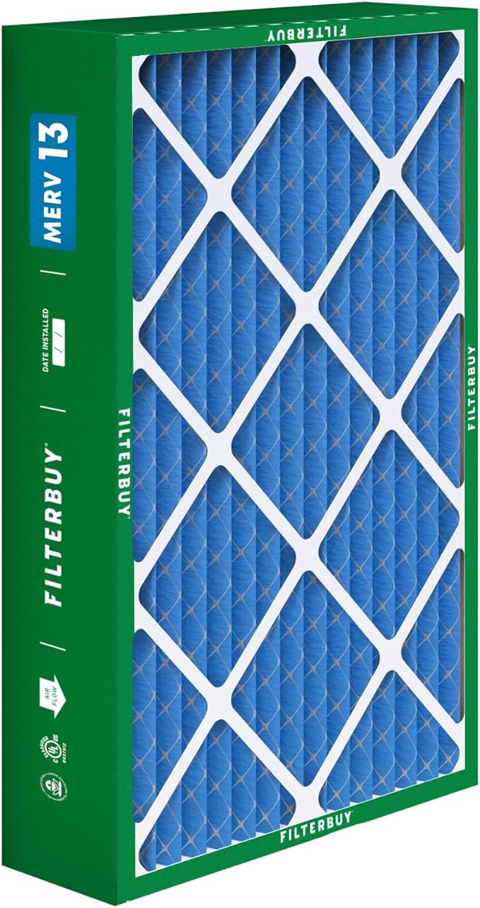 Filterbuy 15.75x27.63x3.50 Air Filter MERV 13 Optimal Smoke & Allergy Defense (1-Pack), Pleated HVAC AC Furnace Filters for AprilAire Space-Gard 104 & 2140 (Actual Size: 15.69 x 27.56 x 3.50)