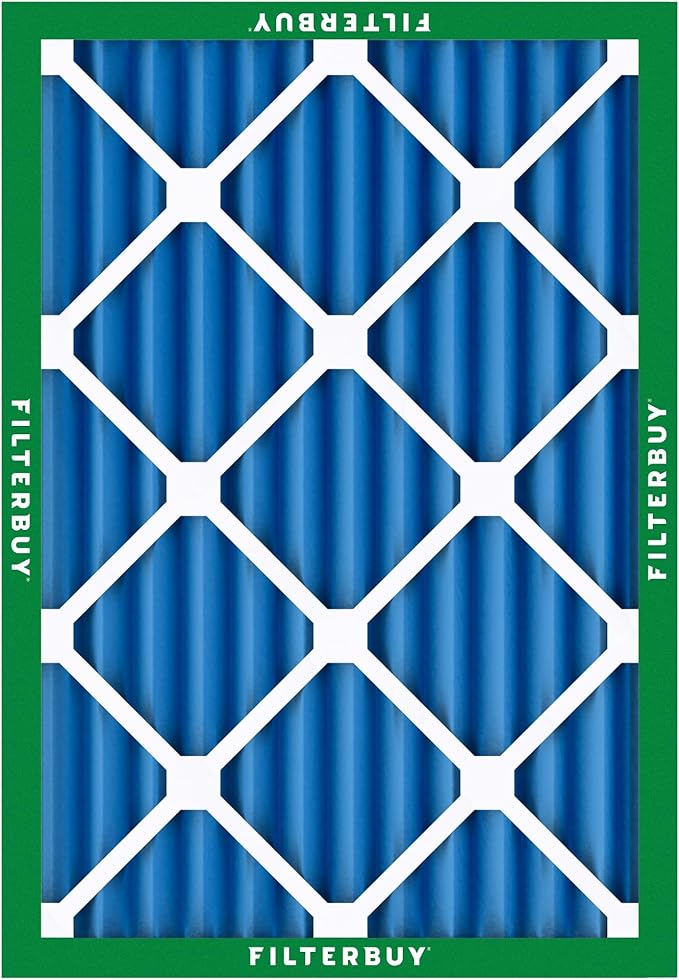 Filterbuy 16x20x2 Air Filter MERV 13 Optimal Smoke & Allergy Defense (3-Pack), Electrostatic Pleated HVAC AC Furnace Filters Replacement, Made in USA (Actual Size: 15.50 x 19.50 x 1.75)