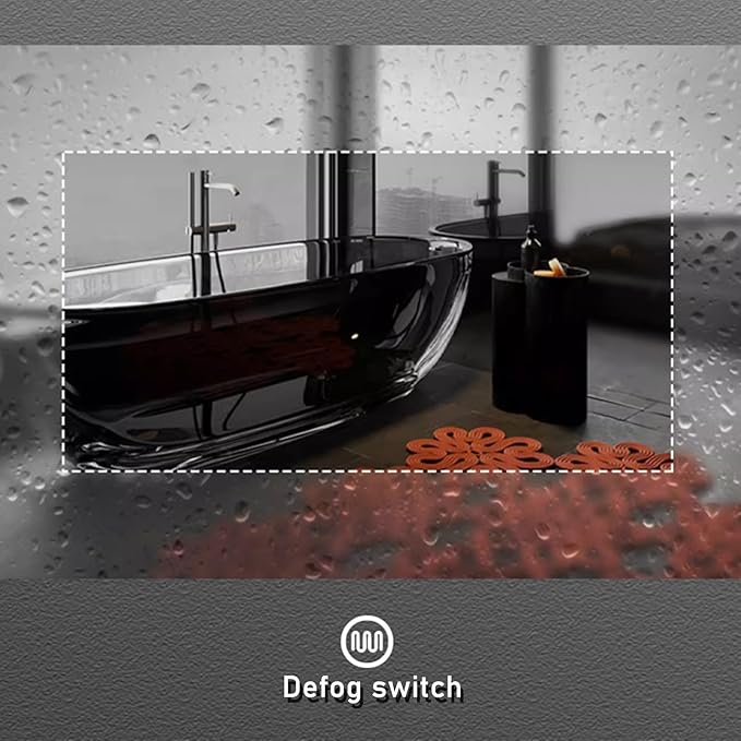 Bathroom Mirror with 3 Colour LED Lights, Wall Mounted Bathroom Vanity Mirror, Demister Heat Pad/Dimming Function/Touch Switch Smart Mirror(A,15.7"x13.3"/40x34cm)