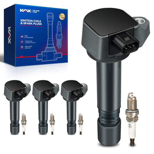 KAX 4-Pack Ignition Coils and Double Iridium Spark Plug Set Compatible with Honda Civic 2006, 2007, 2008, 2009, 2010, 2011 1.8L