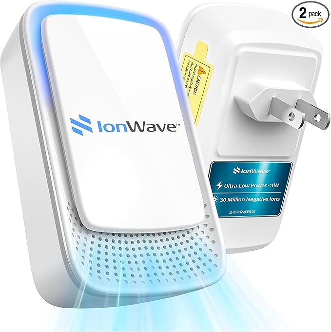 Air Ionizer Negative Ion Air Purifier (2 Pack) - 30 Million Ions/cm³ Plug In Whisper Quiet Room Purifier for Home, Office, Pet, Bedroom, Kitchen - Portable Air Quality Enhancement Filter