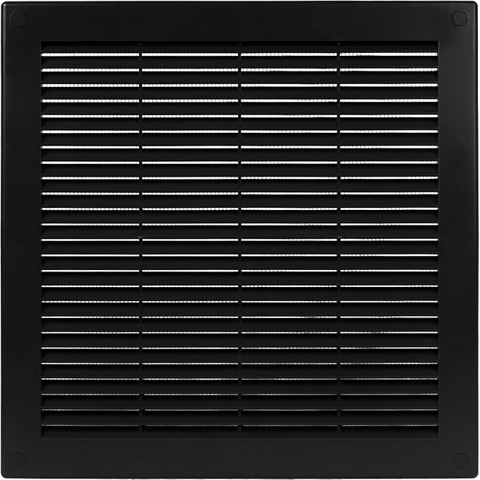 Vent Systems 10" x 10" - Pack of 2 - Black Plastic Soffit Vent Cover - Durable Flat Square Air Vent Grille with Mesh Screen - Weather Resistant Ventilation Grill - Wall & Ceiling, Indoor & Outdoor