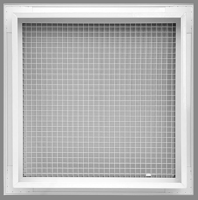 HVAC Premium 14'' x 14'' Cube Core Eggcrate Return Air Filter Grille for 1'' Filter - Aluminum - White [Outer Dimensions: 15.75 X 15.75]