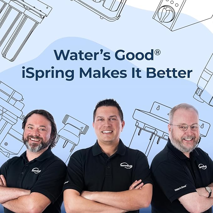 iSpring WGB21BM+AHPF12MNPT16X2 2-Stage Whole House Water Filtration System w/ 3/4'' Push-Fit Braided Stainless Steel Hose Connectors, Carbon Block and Iron & Manganese Reducing Filters