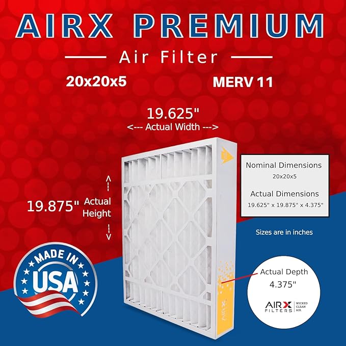 AIRX FILTERS WICKED CLEAN AIR. 20x20x5 Air Filter MERV 11 Compatible with Lennox X0585 Air Filter 2 Pack