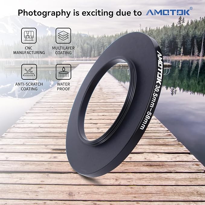 30.5mm Lens to 58mm Camera Lens Adapter,30.5mm to 58mm Filter Step up Ring Adapter Ring,Compatible All 58mm Filter Accessory